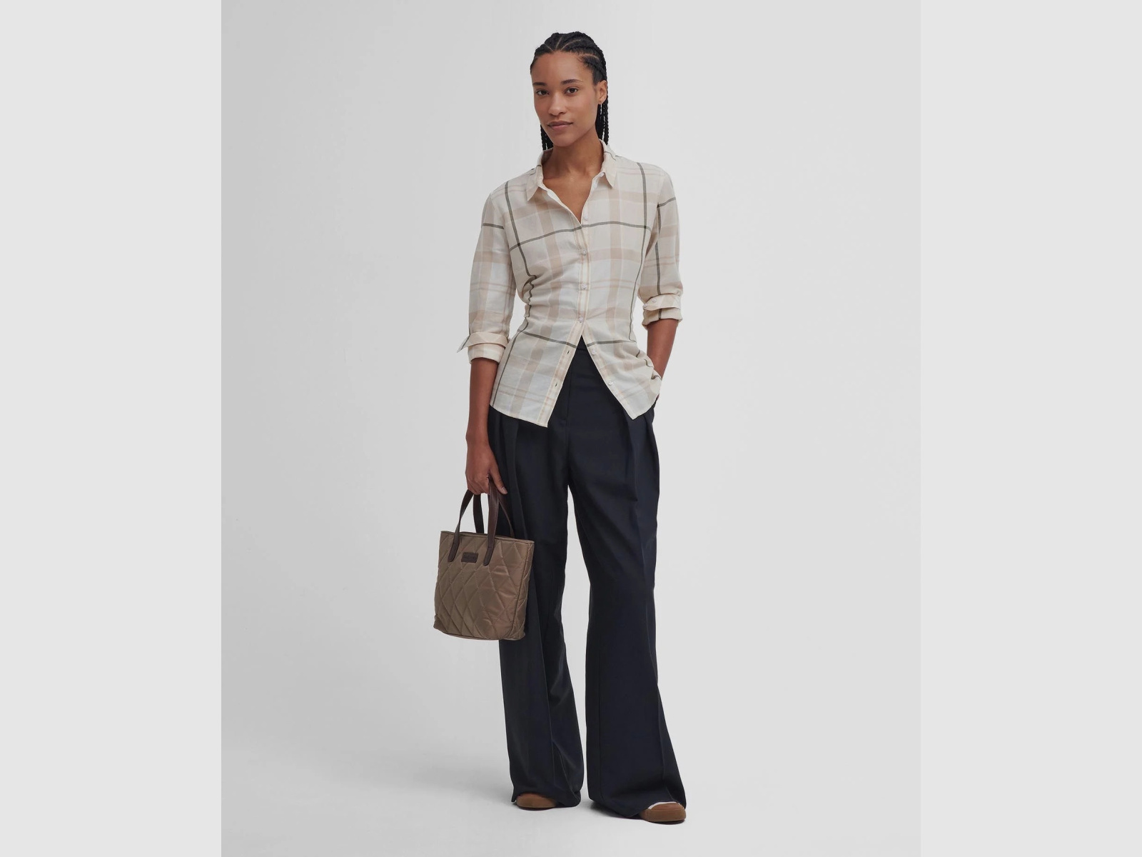 BARBOUR Chemise Bredon Blanc d'hiver/Tartan Loden