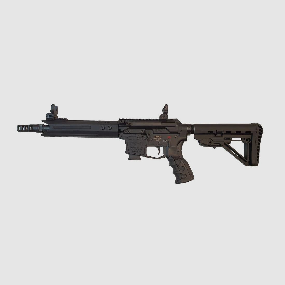 Schwaben Arms GmbH/GWMH Selbstladebüchse GWMH SPC-SPORTER A4 10" (SWISS PISTOL CARBINE) BLACK Kal.9x19 AR15 Glock Magazin