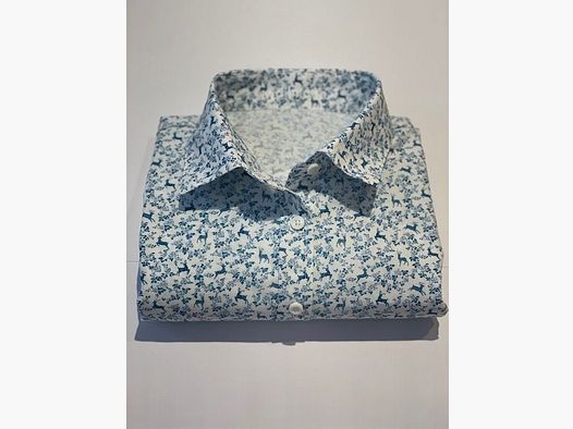 Wallmann Bluse klassisch mit Hirsch in Blau