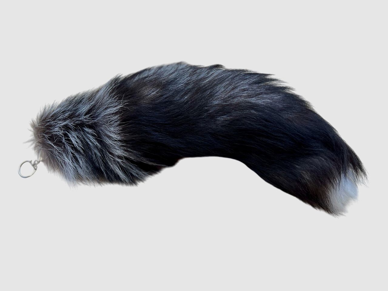 Echter Silberfuchsschwanz mit Schlüsselanhänger