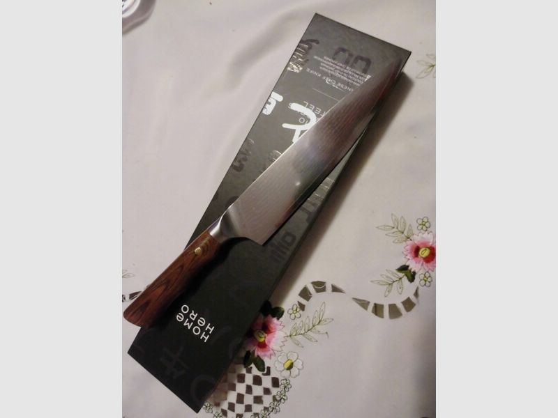 ANGEBOT::: JAPAN-KOCH-DAMASTMESSER-20cm ,67 Lagen,Heft:Palisanderholz NEU!