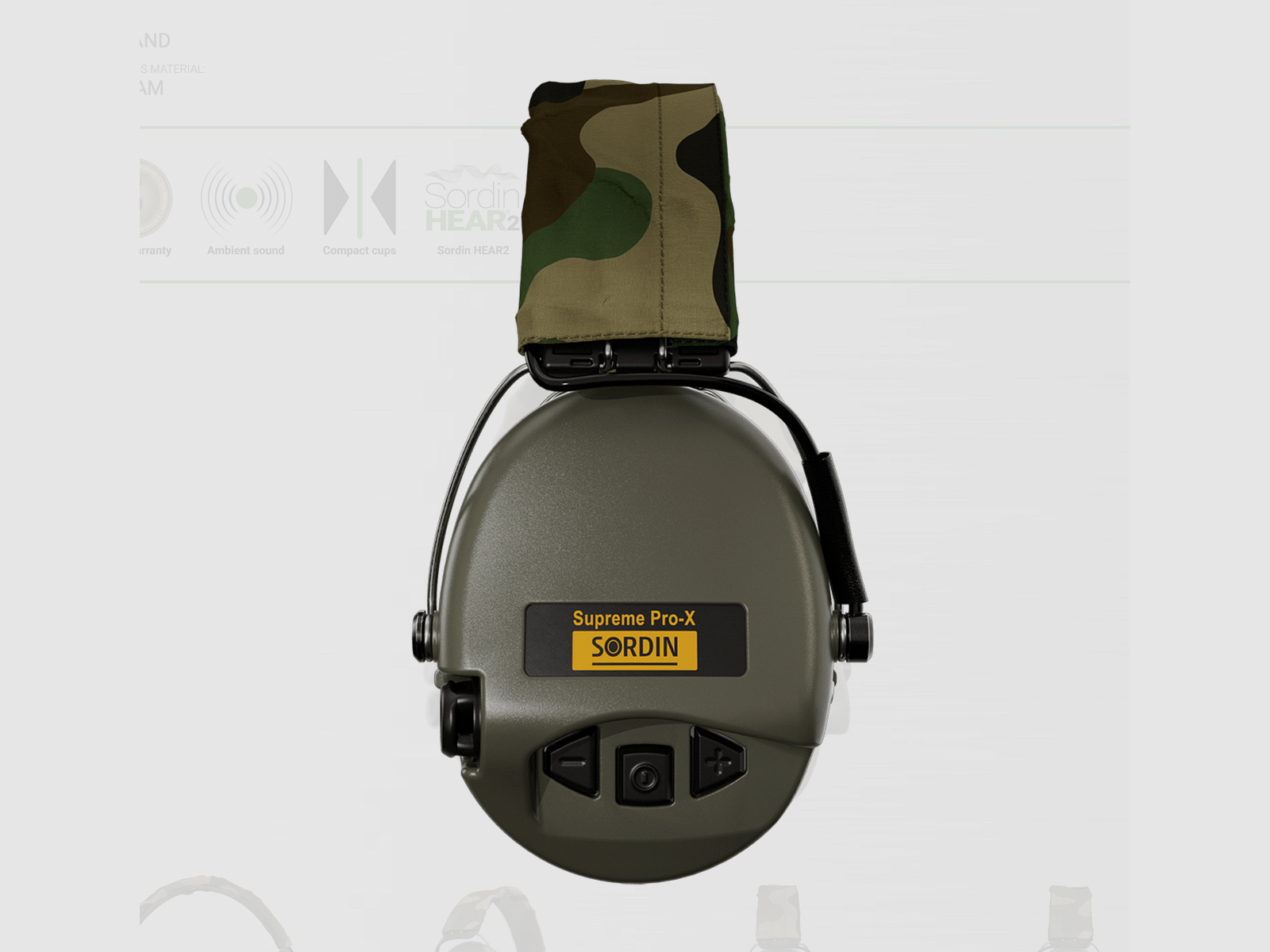 Sordin 75302-X-S Electronic Hearing Protection Supreme Pro X Headband Green Camo