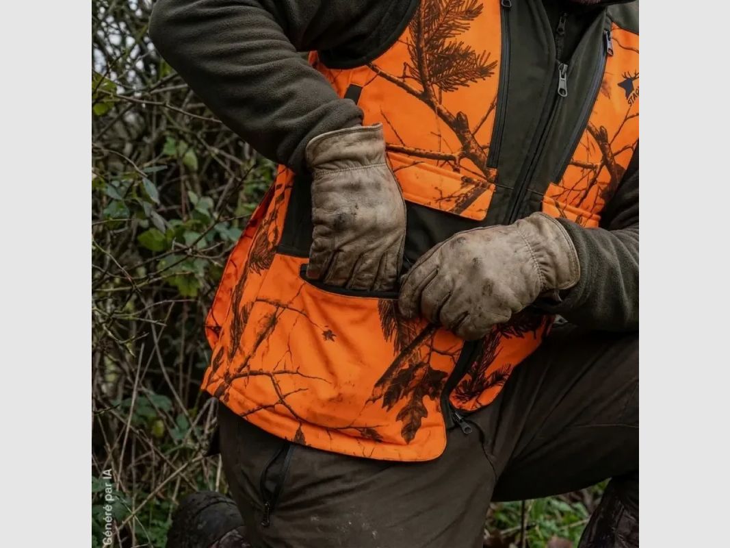 Gilet Stagunt Boar Blaze Camo idrorepellente con tasca per cartucce, immagine 6 di 10