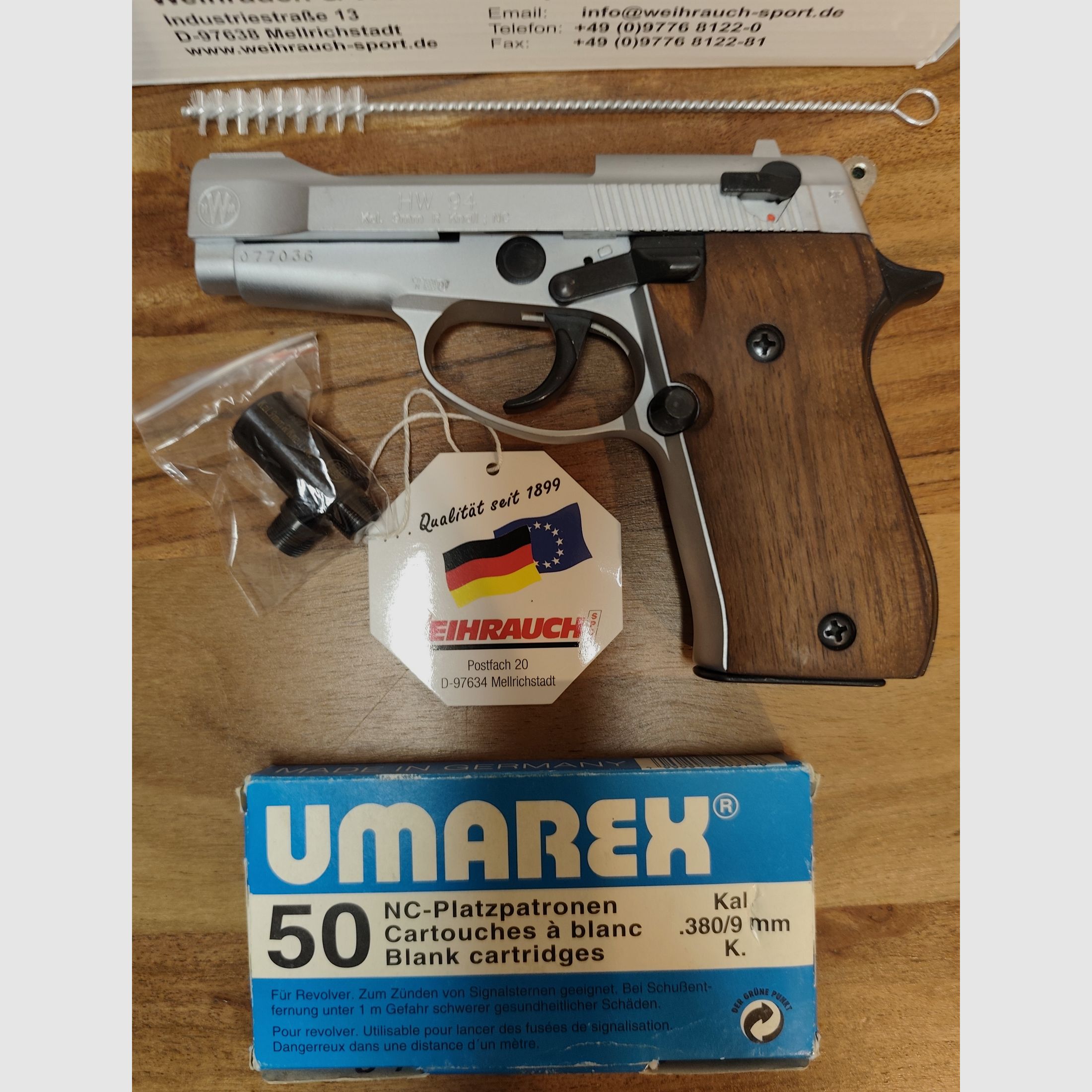 Weihrauch HW 94 Steal Look braune Echtholzgriffe PTB 855 Großes Smmler-Set