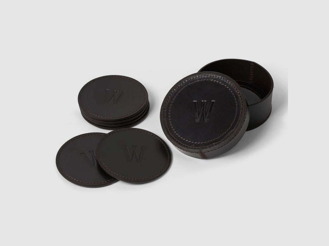 Hunter's leather coaster Odin 6x dark brown