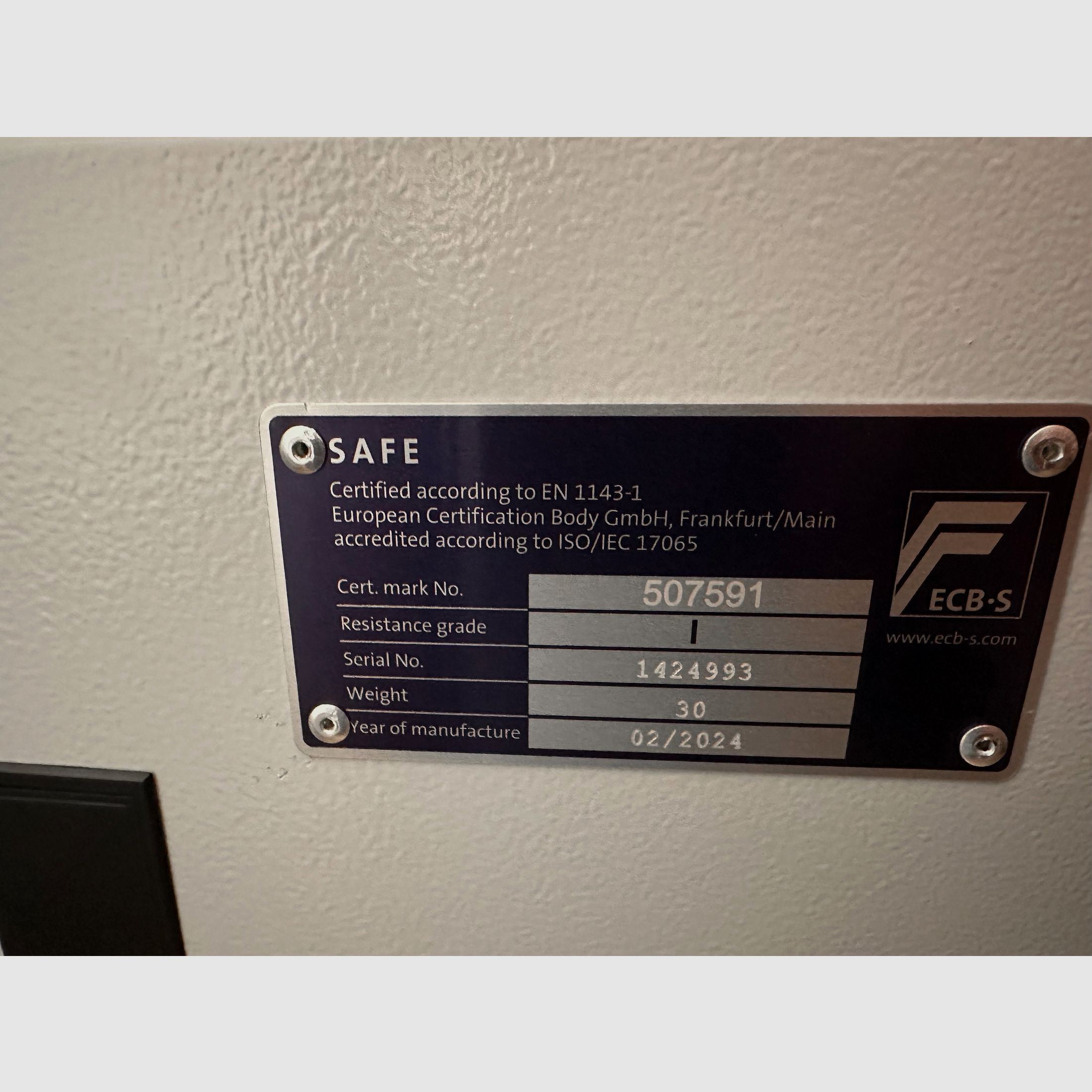 Armadio per armi di classe 1 e cassaforte per chiavi di classe 1