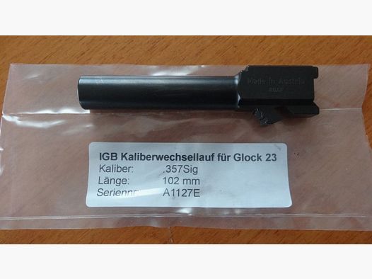 IGB Autriche IGB échange de canon en 9mm pour Glock 23 ou Glock 32