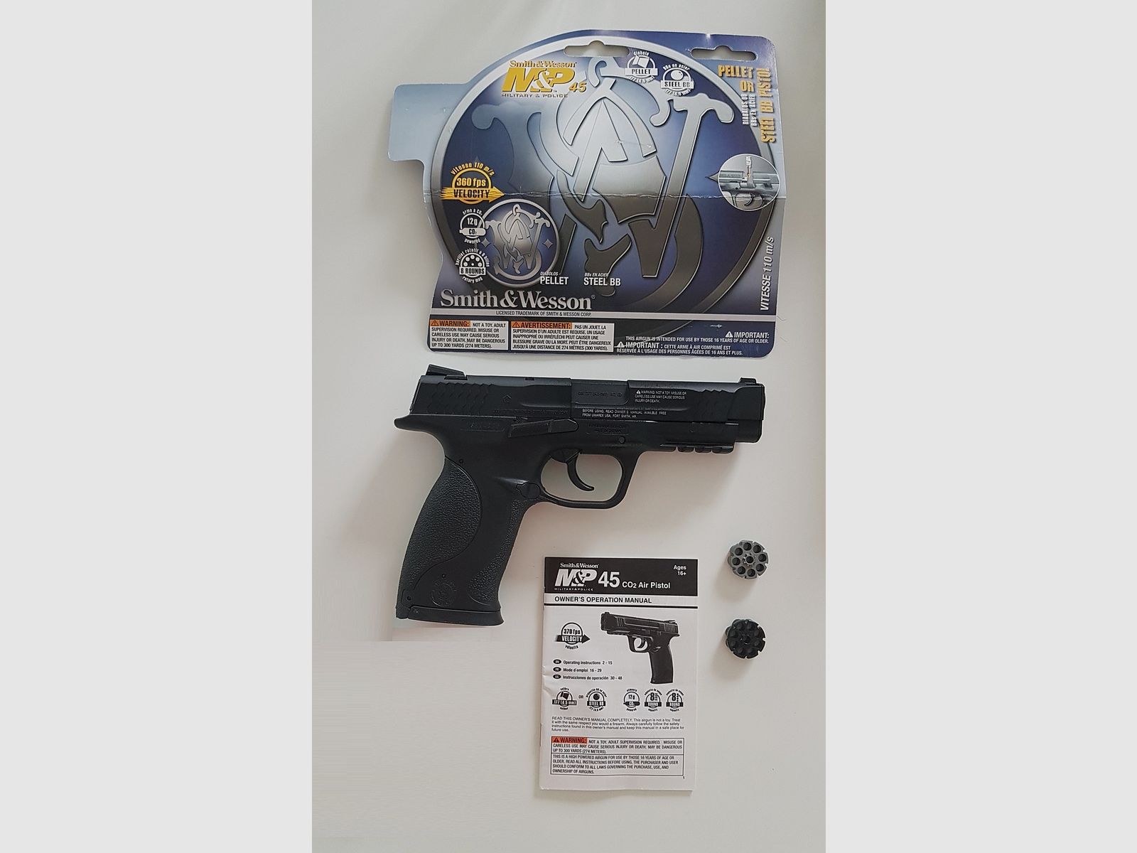 Smith & Wesson M&P 45 4,5 mm Diabolo schwarz Co2-Pistole Luftpistole mit Pistolenkoffer