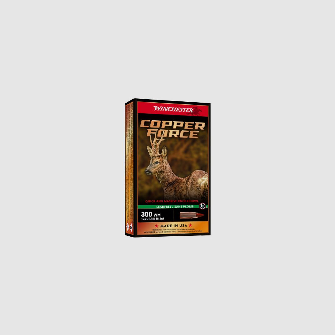 BOX MIT 20 PATRONEN WINCHESTER KAL.300WIN COPPER FORCE BLEIFREI 125GR - GESCHOSS OHNE BLEI, Bild 2 von 2