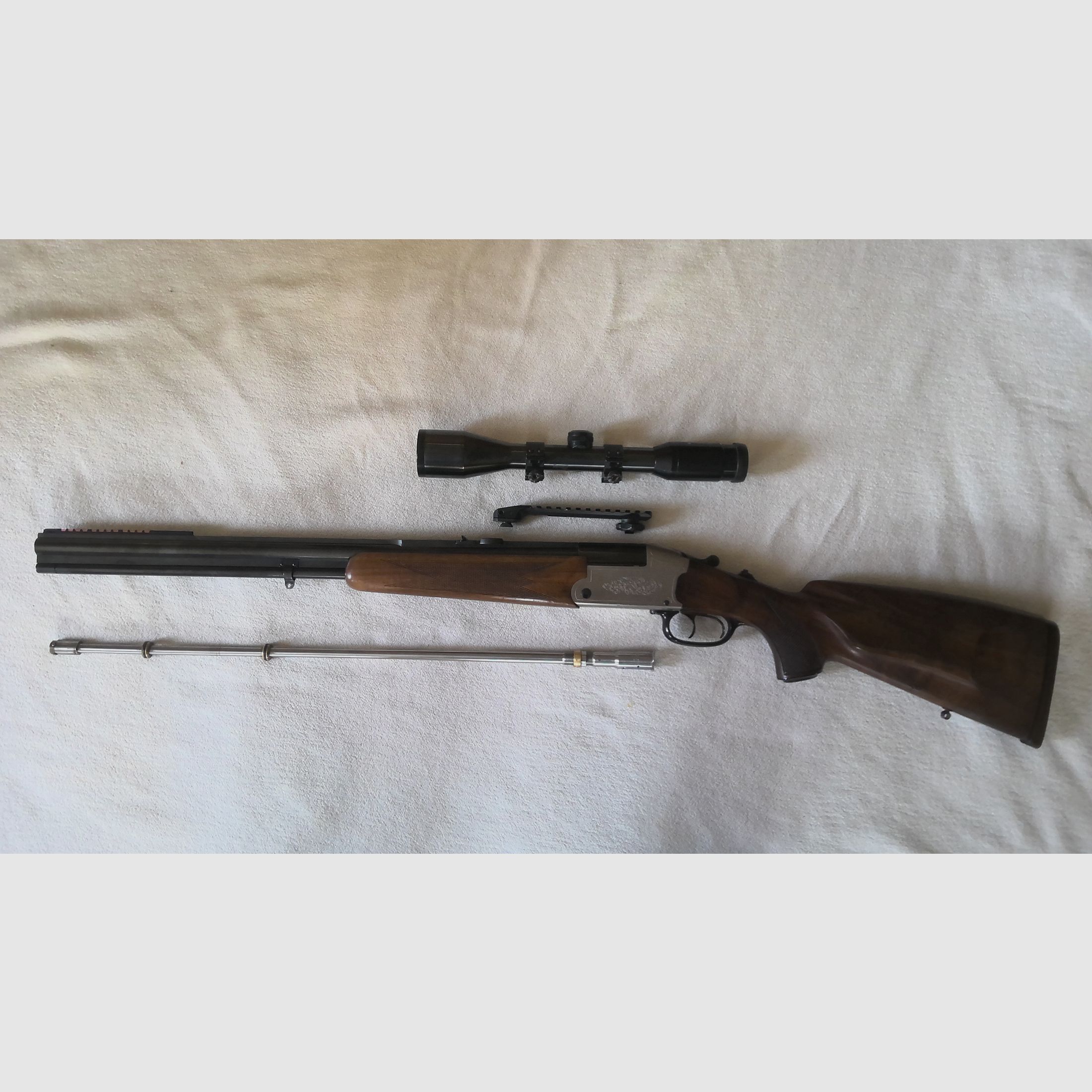 BBF Heym 22 S Handspanner, Cal. 243; 16/70 avec EL K et S 6x70r, Swarowski Habicht 6x42 montage pivotant avec rail Picatinny