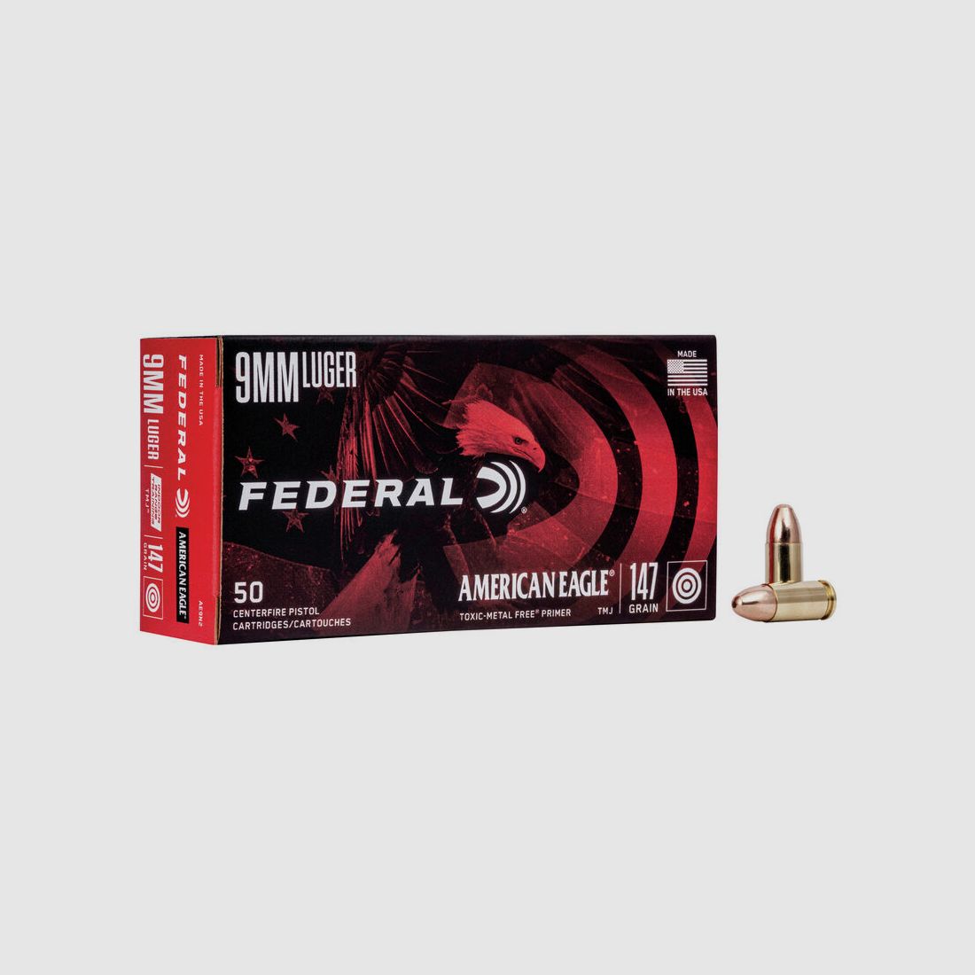 Federal American Eagle Indoor Range Training 9mm Luger 147GR TMJ 50 Patronen