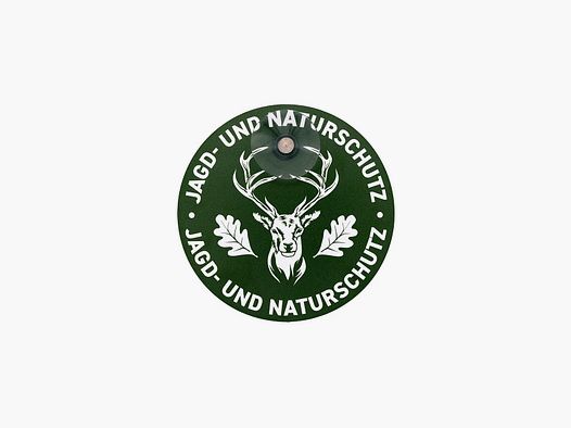 WILDE HILDE Jagdschild mit Saugnapf "JAGD & NATURSCHUTZ" Hirsch Rund