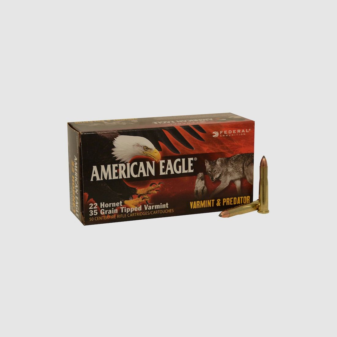 Federal American Eagle Varmint & Predator .22 Hornet 35GR Tipped Varmint 50 cartouches