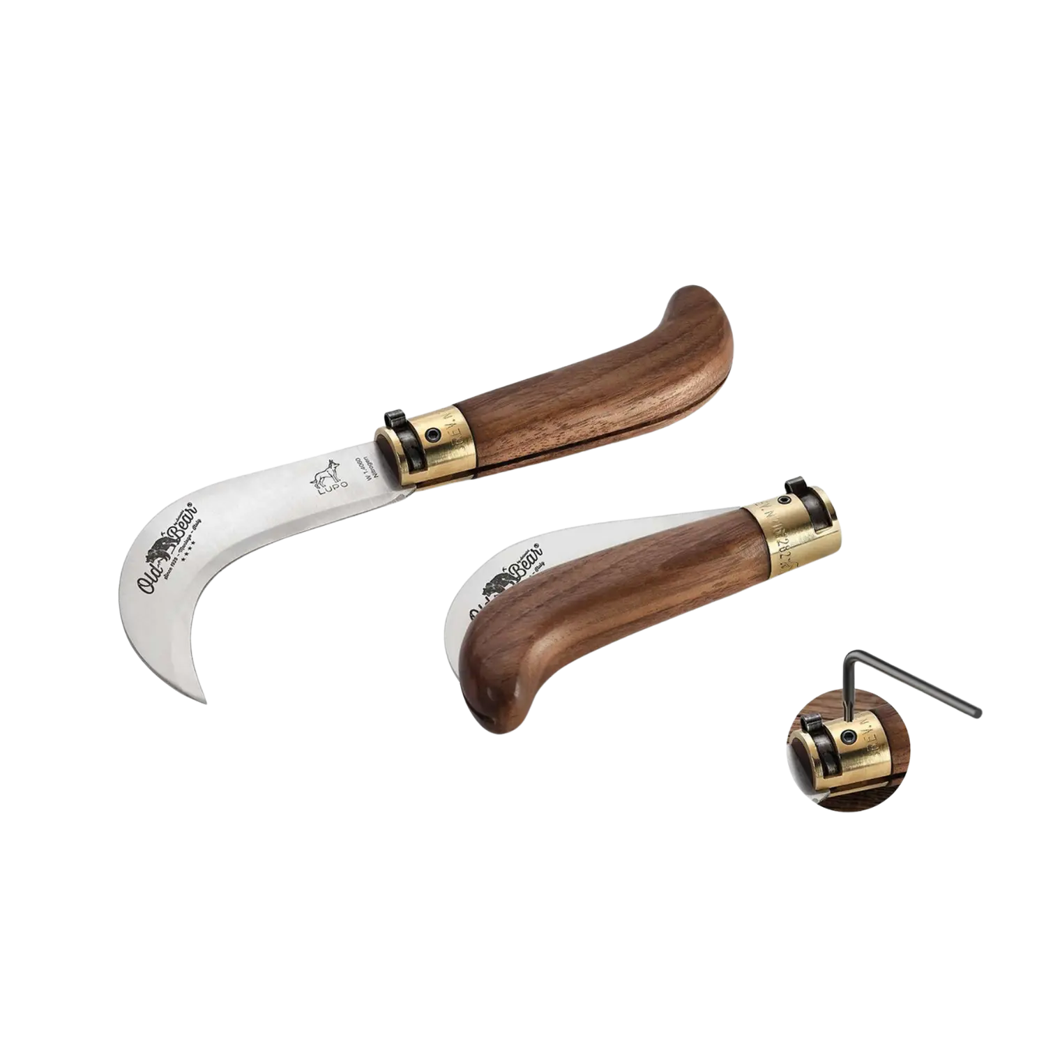 Old Bear Bill Hook Walnuss Taschenmesser