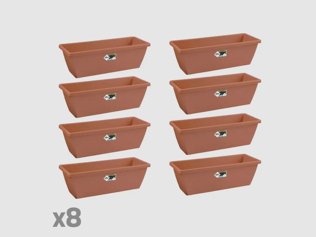 Set aus 8 Elho® Balkonkästen 70x16cm in Terracotta-Optik, Bild 2 von 10