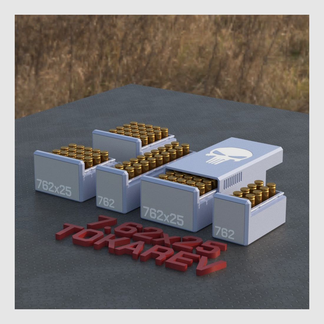 Filamelt Munitionsbox / Ammo Box 7.62x25 Tokarev – Patronenbox für 50 Schuss, Made in Germany