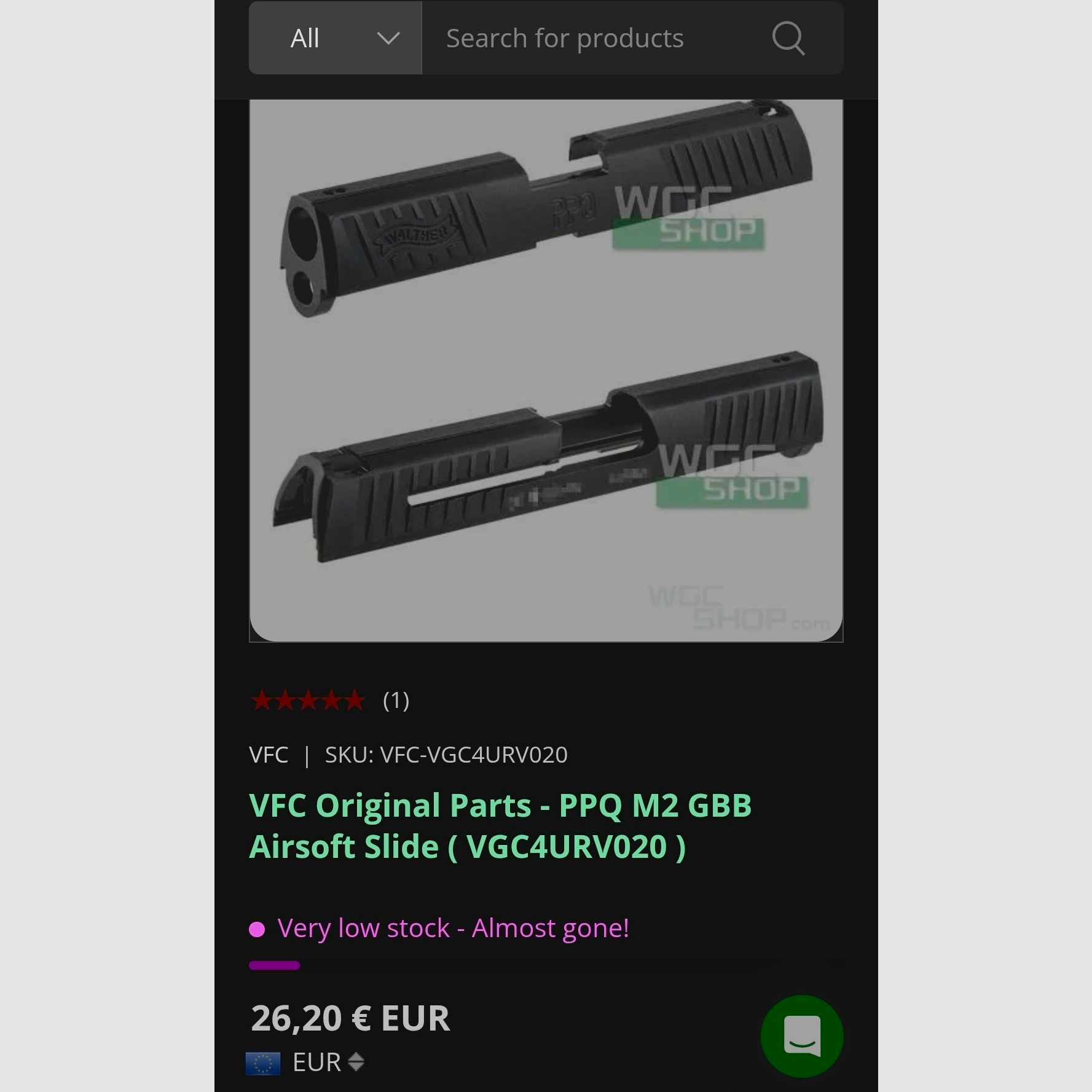Walther ppq m2 co2 glissière