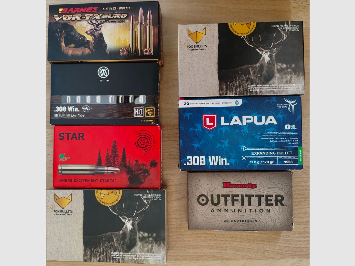 .308 Win. CARTUCCE DA CACCIA RWS, BARNES, HORNADY, GECO, LAPUA...