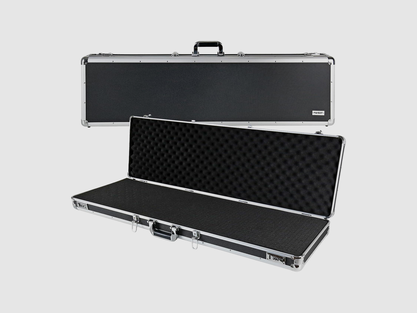 Aluminum gun case for long guns with foam padding and combination lock (117 x 36 x 12 cm)