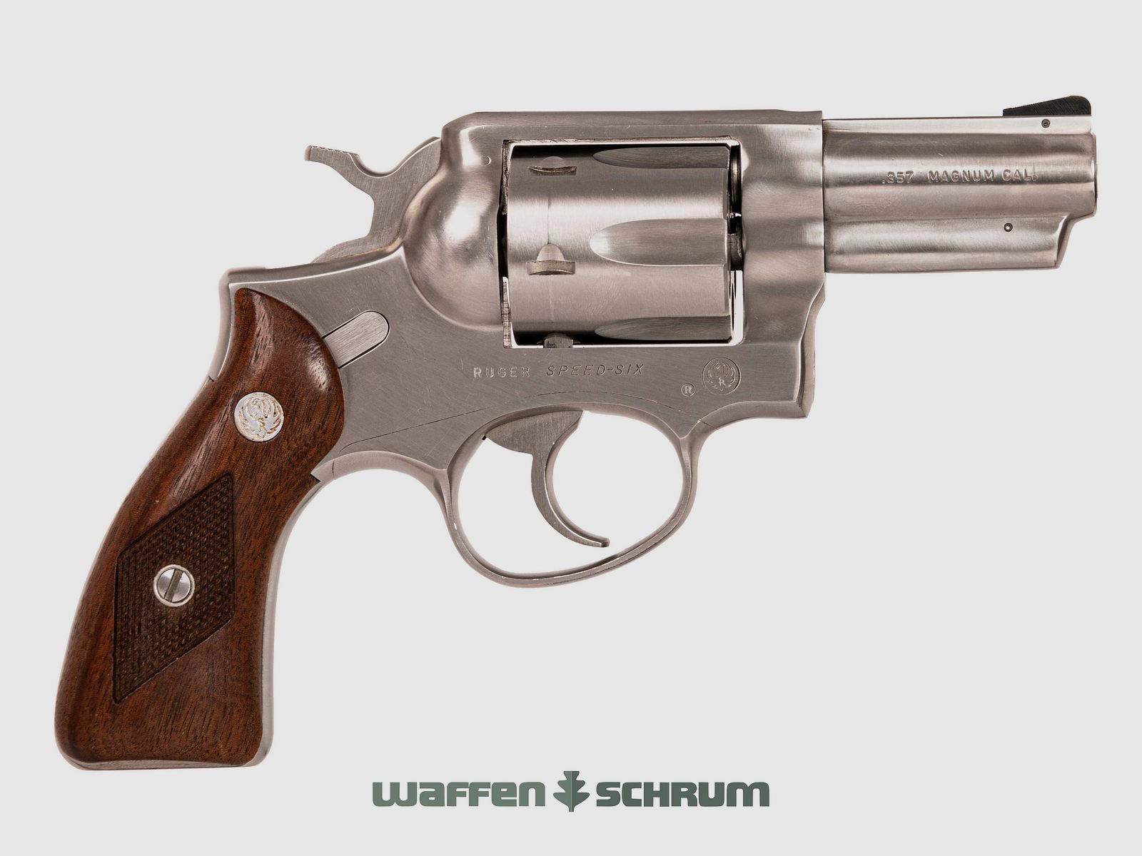 Ruger SPEED-Six .357Mag, drewniane panele chwytowe, stałe przyrządy celownicze, długość lufy: 2,75 cala