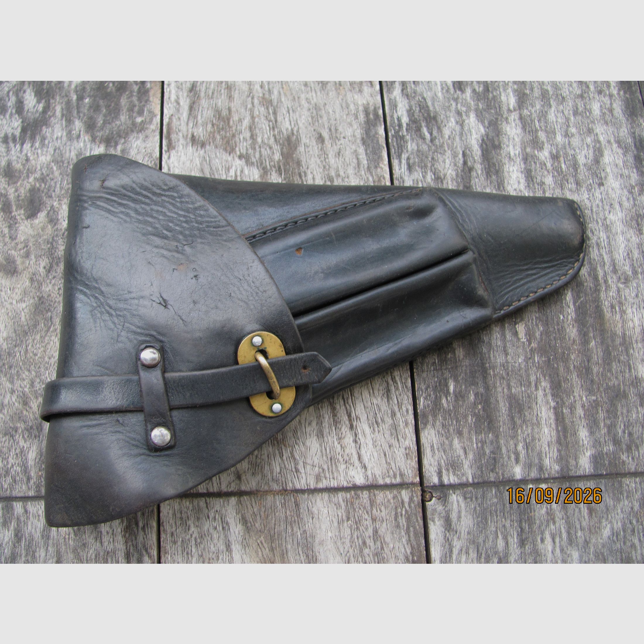 Étui pistolet cuir pleine fleur noir original pour Husqvarna M40 ou Lahti L37, image 1 sur 3