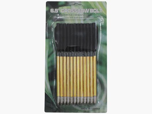 12 St.-Pack Aluminiumpfeile für Armbrüste 80lbs, 6,5 Zoll, Farbe: Gold/Silber/Schwarz
