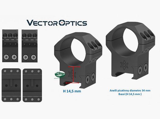 VECTOR OPTICS Anelli X-ACCU Picatinny a 6 viti diametro 34 mm medi XASR-3453