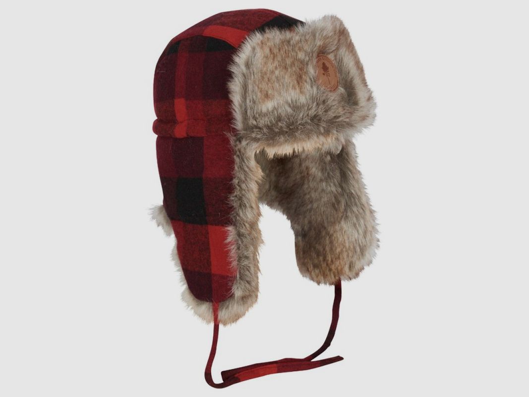 Pinewood Classic karierte Pelzmütze Rot / Schwarz, Bild 1 von 4