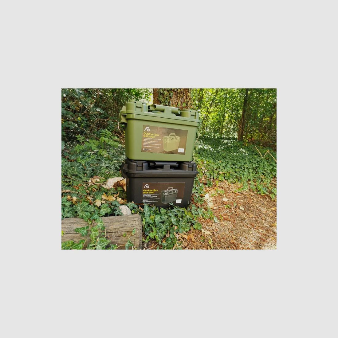 Box / Munitionskiste m. Innenboden - 38 x 19 x 24cm, Oliv - spritzwassergeschützt + verschließbar, schlagfester Kunststoff