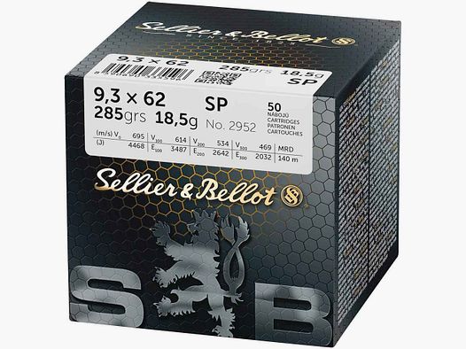9.3x62 partial jacket 18.5g/285grs. Sellier & Bellot