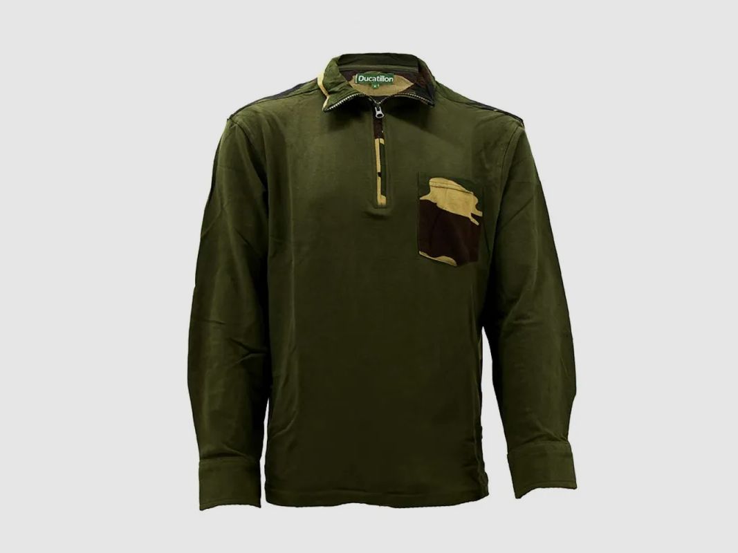 Chemise F1 mit Reißverschluss 100% Baumwolle khaki camo CE Größe M bis 3XL, Bild 2 von 5