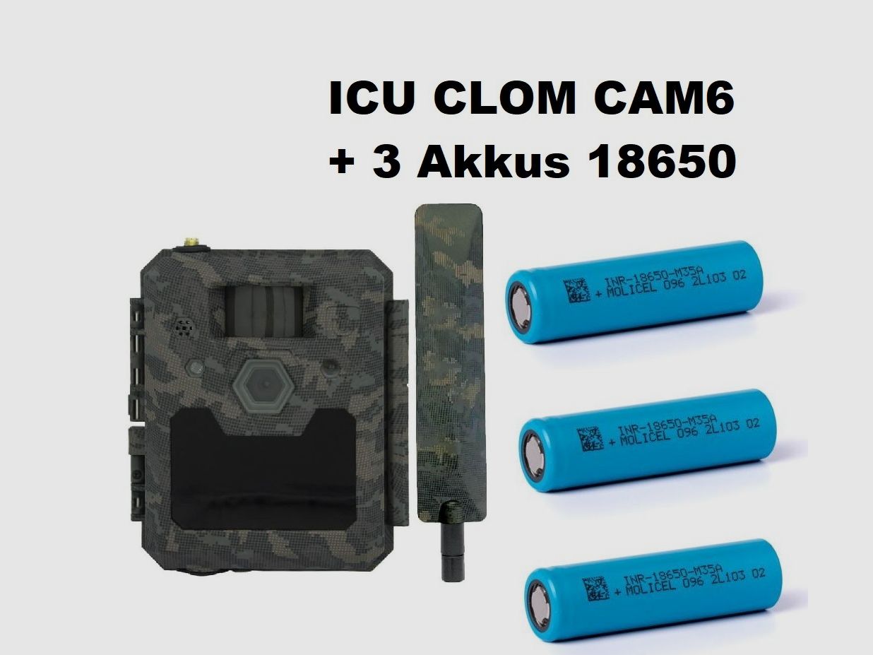 ICU CLOM CAM6 Wildkamera inkl.3x 18650 Akkus+2000 Coins