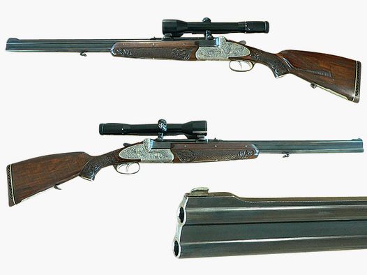 Doppietta Bock Franzoj Ferlach, calibro 9,3x74R con ottica