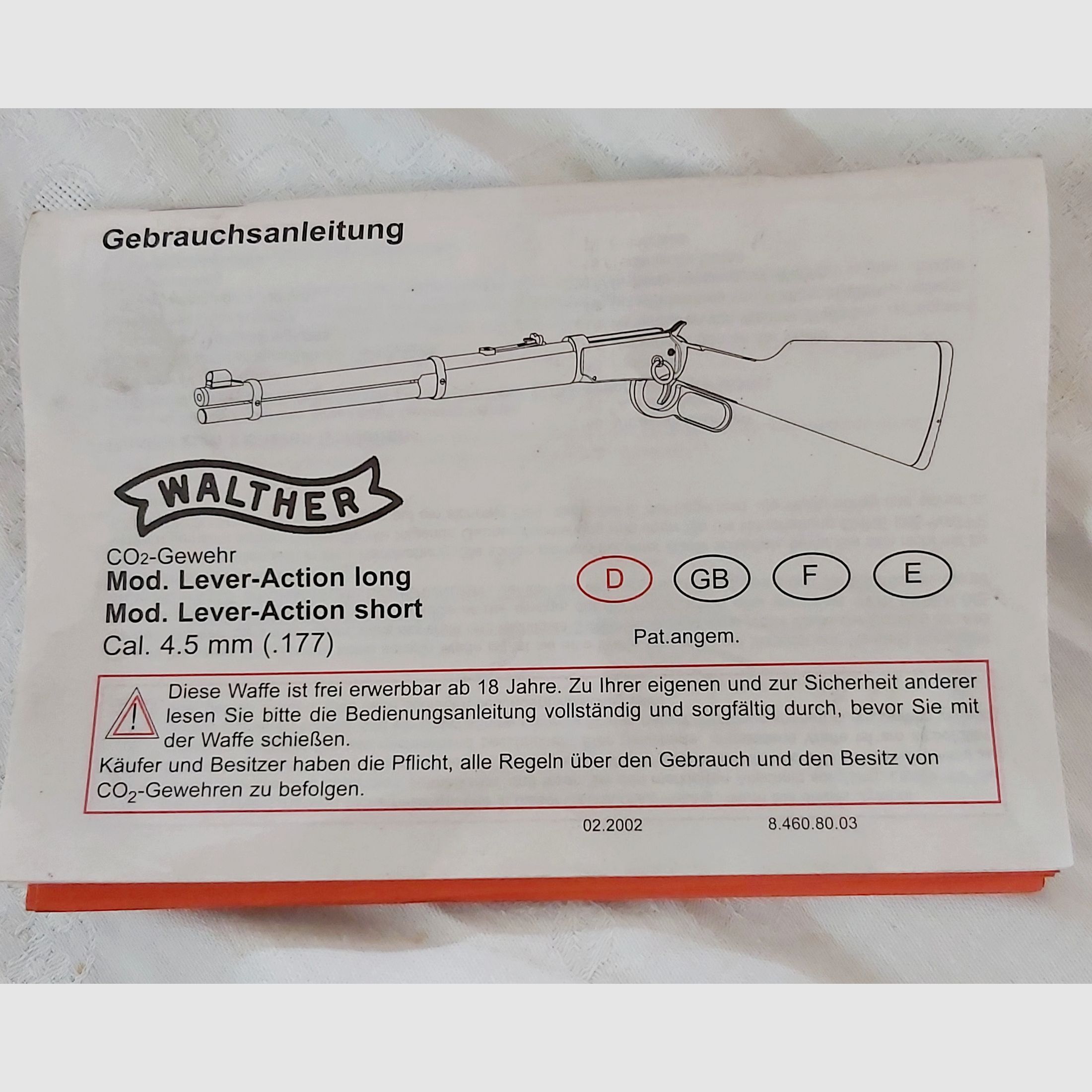 Walther Lever Action Wells Fargo long CO2-Gewehr in Gold-Optik im Kaliber 4,5mm -