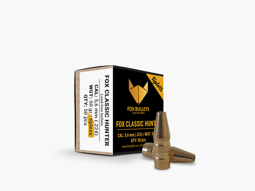 Fox Bullets Classic Hunter Tipless .224 3,2 g / 50 gr bleifreie Geschosse – 50 Stück