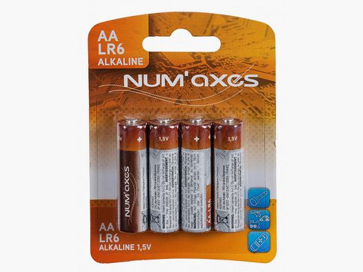 NUM'AXES - Blister 4 piles AA LR06 alcalines 1,5 V
