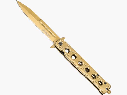 Stiletto Taschenmesser gold
