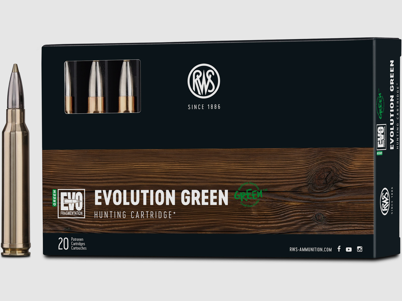 RWS .300WinMag EVO Green 9,0g Bleifreie Büchsenpatronen