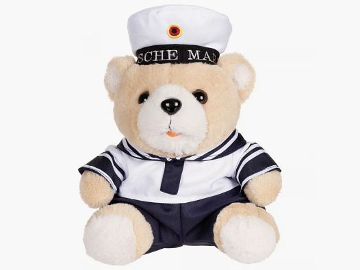 Osito de peluche con traje y gorro, marino, aproximadamente 28 cm de alto