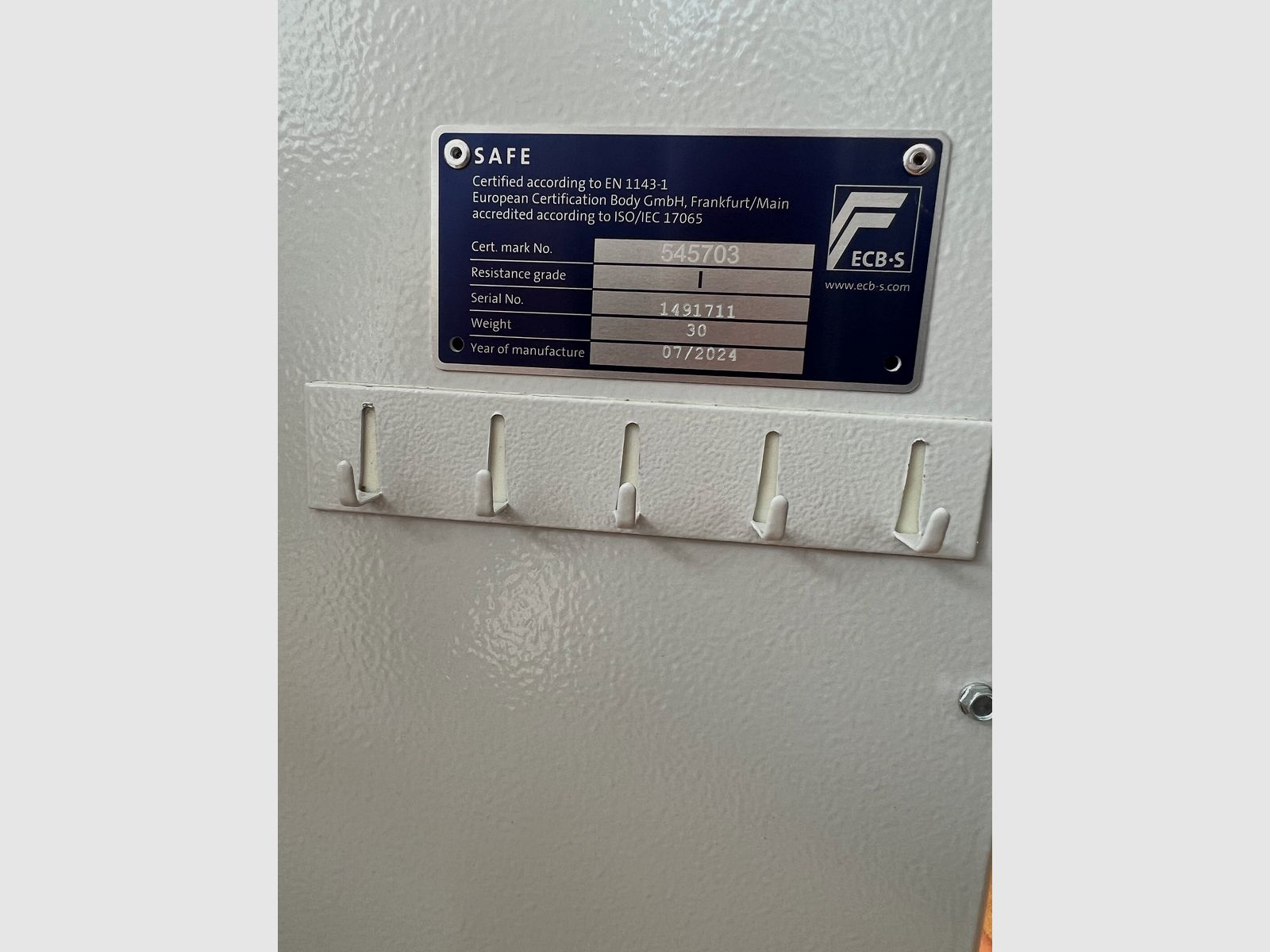 Armoire à pistolets Armoire à armes Classe 1