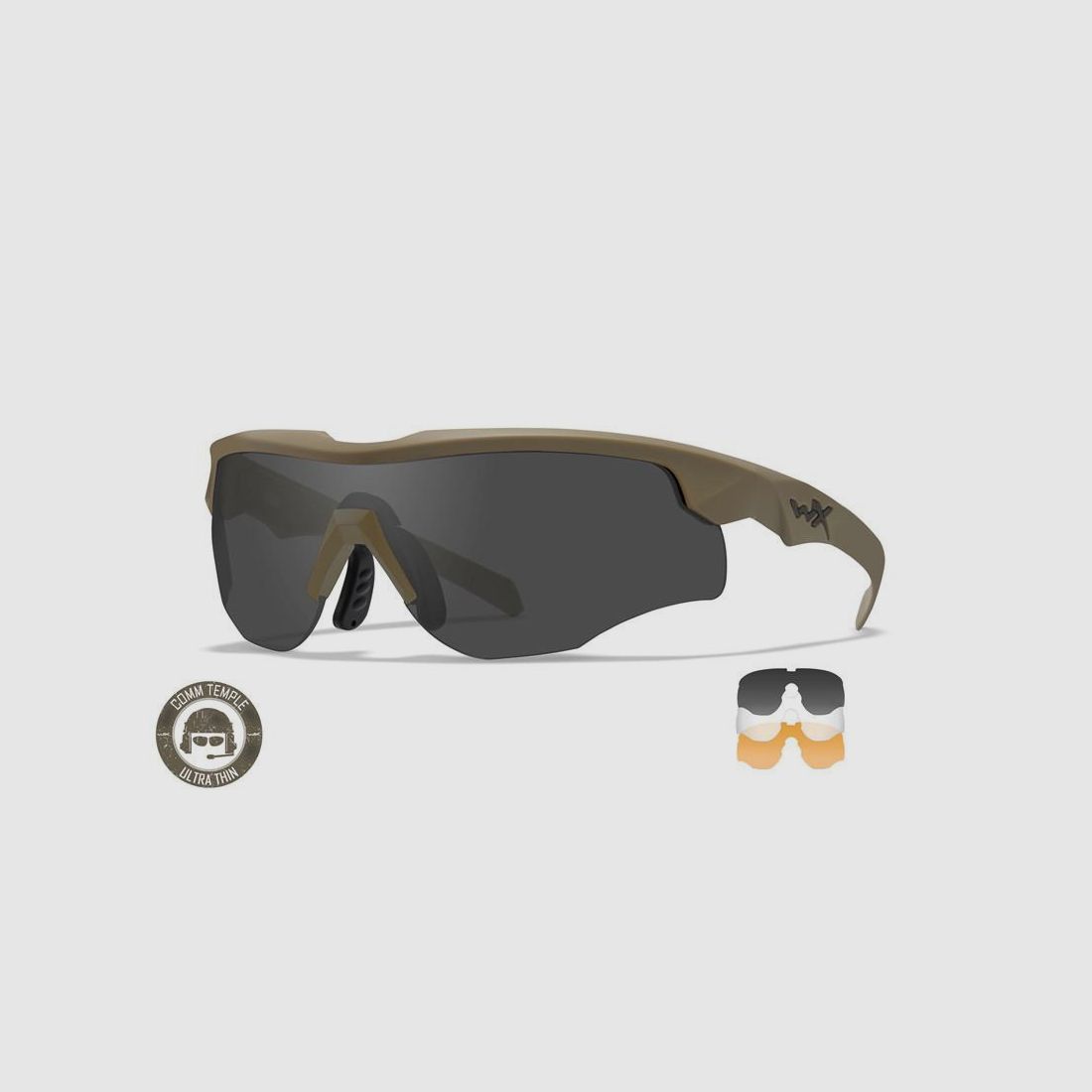 Wiley X ROGUE COMM Tan Safety Glasses – Set 3in1, image 1 of 6