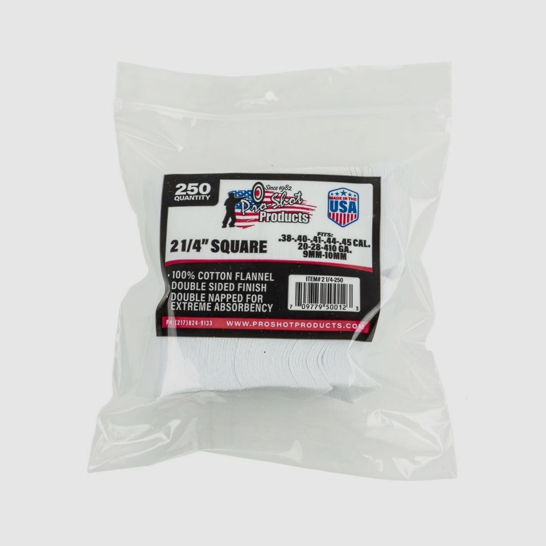 250 Patches 2 1/4" Eckig .38 bis .45+410 bis 20GA