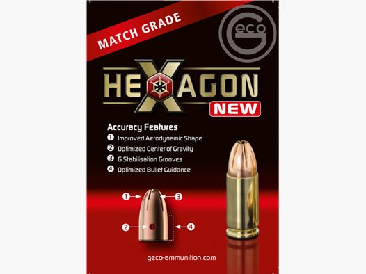 Geco Hexagon Match Geschosse – Kaliber 9 mm Parabellum