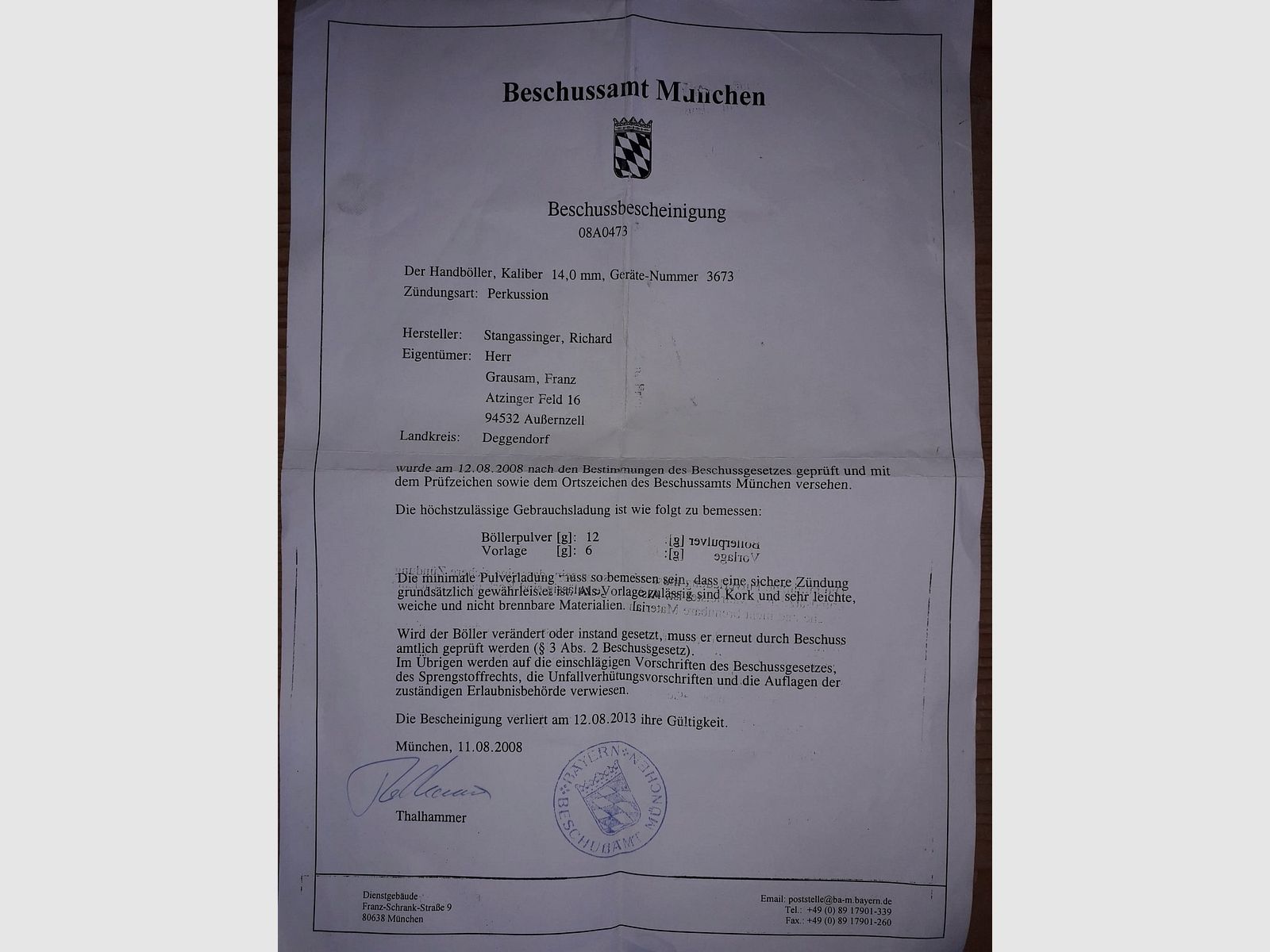 Handböller 14mm  Stangassinger Berchtesgaden 