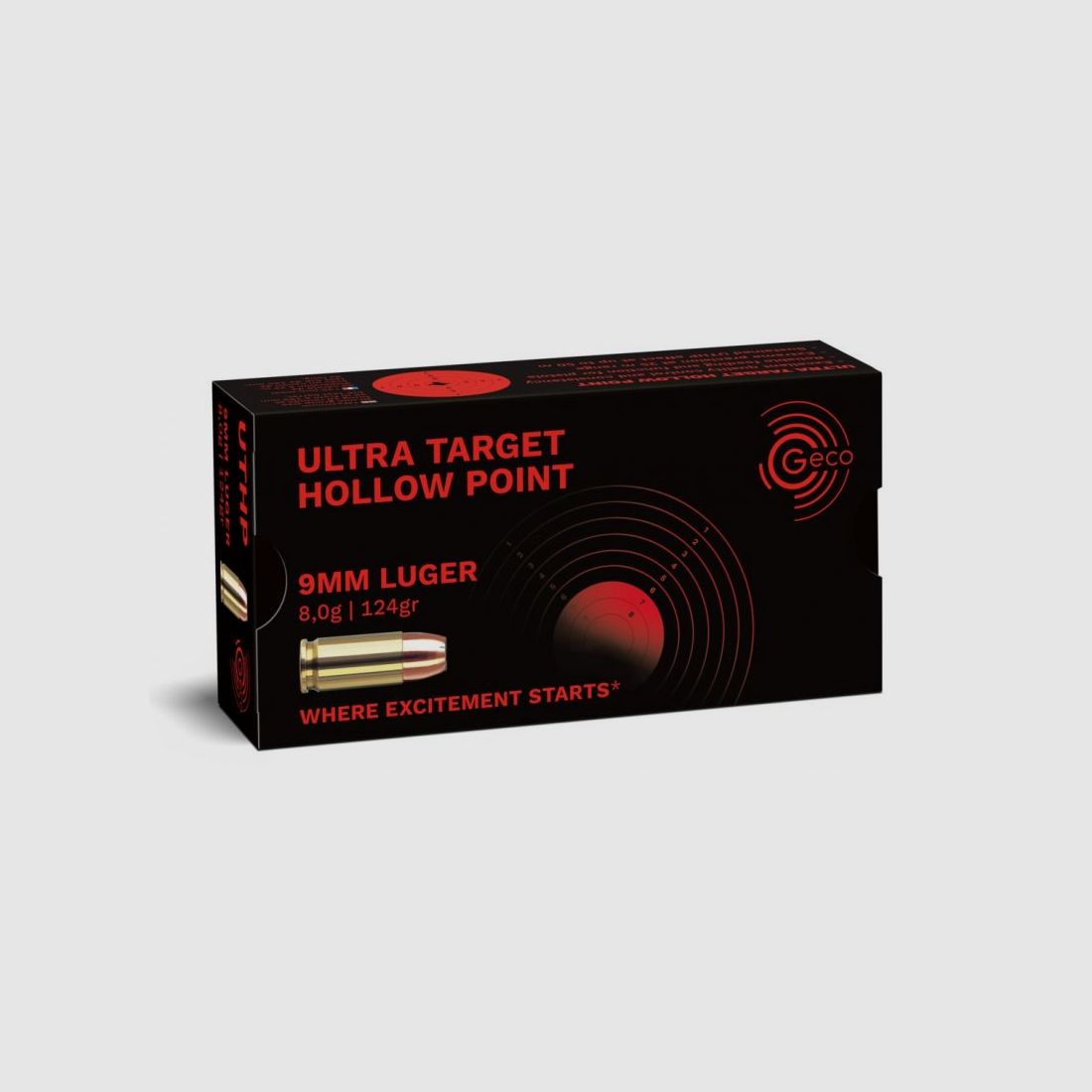 Munitions GECO Kal.9mm PARA JHP Ultra Target Hollow Point 124 Gr x 1000, Bild 2 von 3