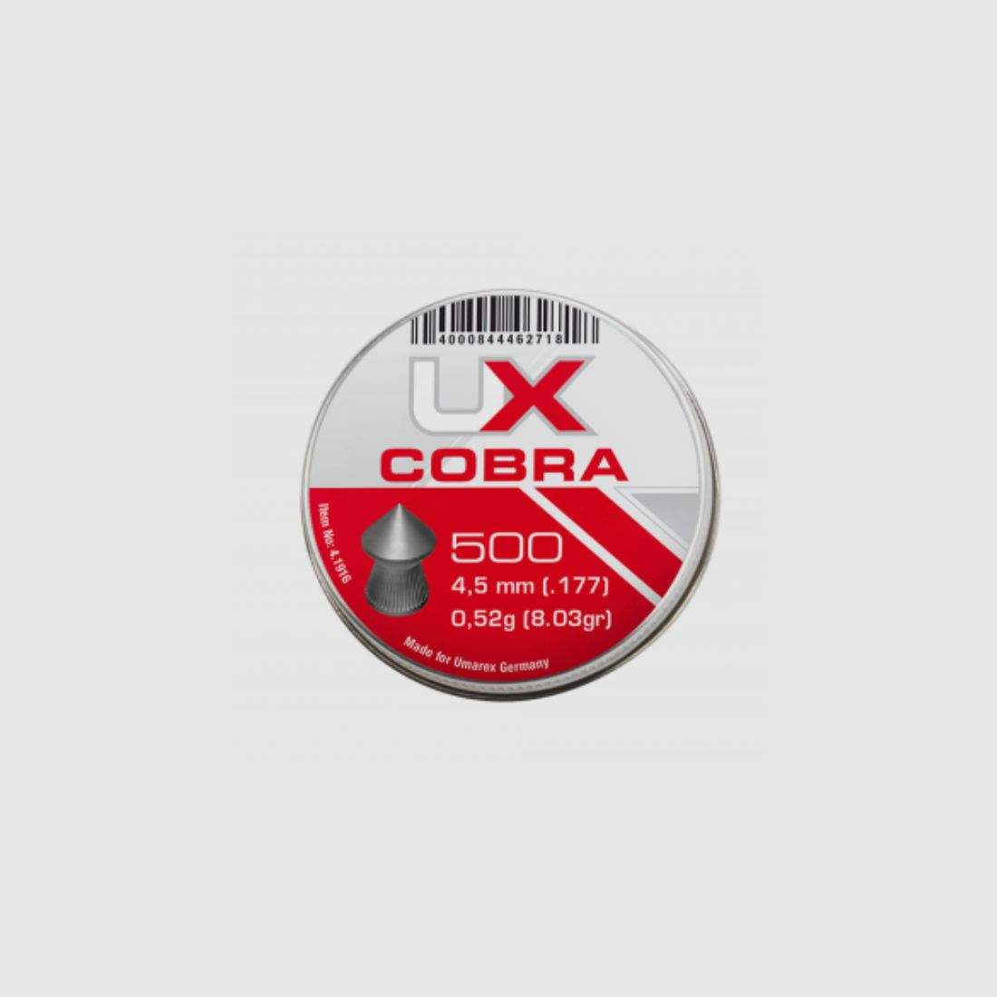 Umarex 4.1916 UX Cobra Pellets Diabolos Runddose .177 cal 500 Stk. 4,5 mm 0,52 g
