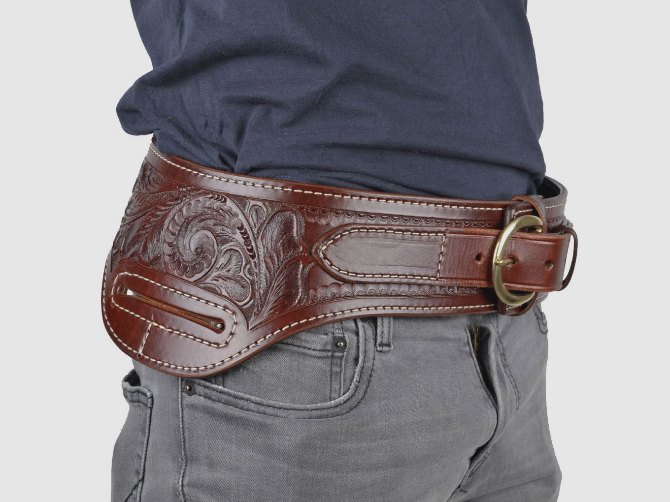 Custom Belt Buscadero Large .38/.357 Brown RH, billede 6 af 8