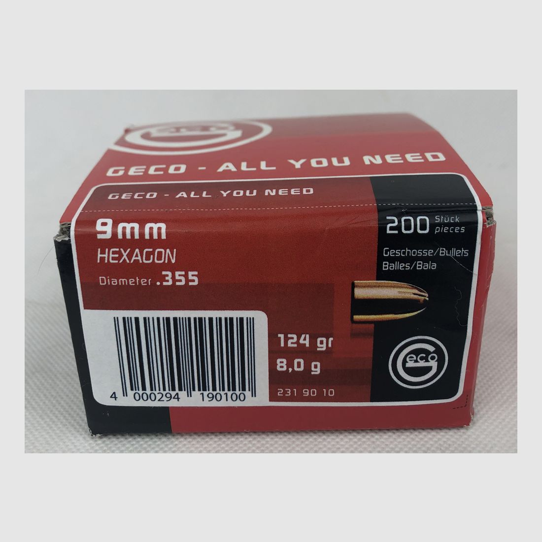 Geco Hexagon Geschosse Kal. 9mm 124gr