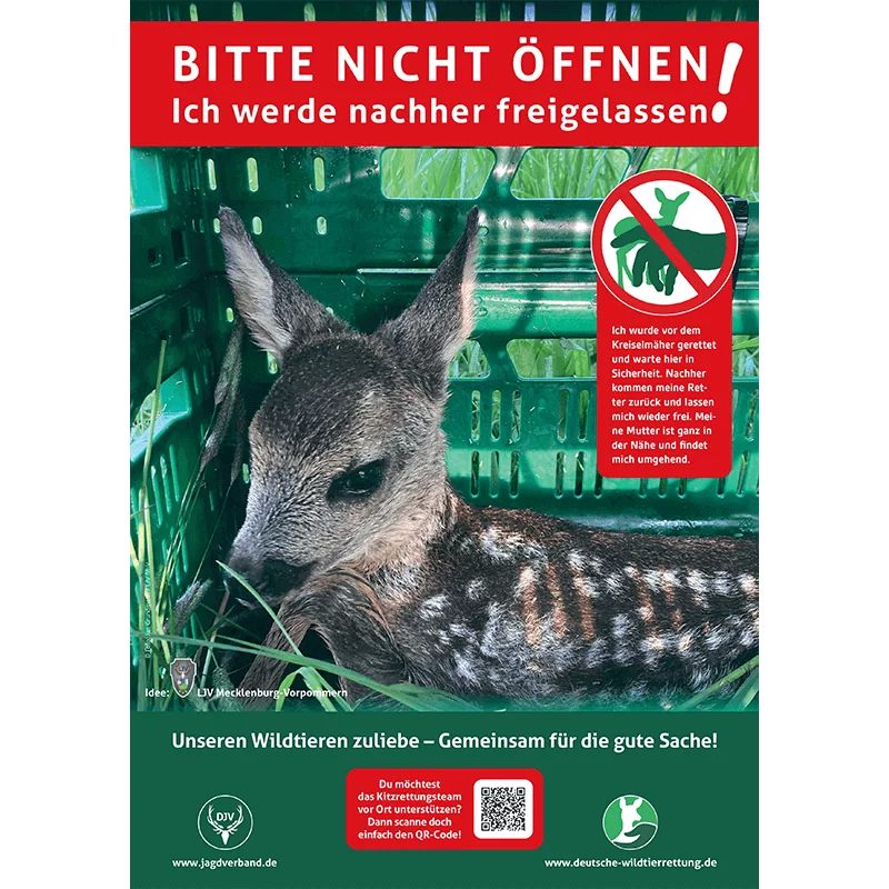 Hinweisschild Kitzrettung "Bitte nicht öffnen" A4