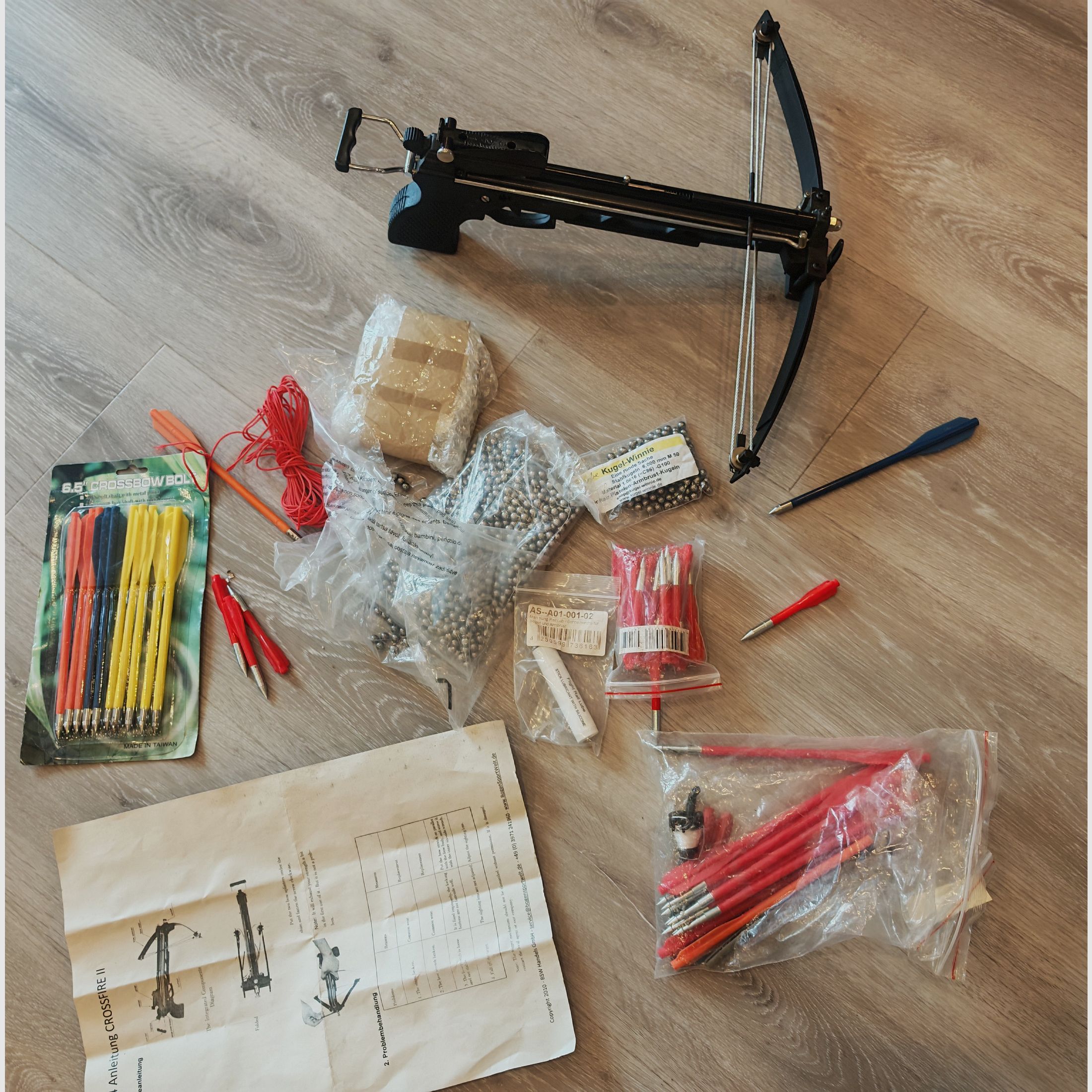 Crossfire II pistolen kruisboog voor 6mm kogels, vispijlen en pijlpunten